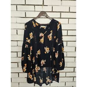 Blu Pepper Floral Blouse Womens Medium